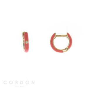 Pendientes Aro Plata Chapado Dorado Esmaltado Coral Salvatore