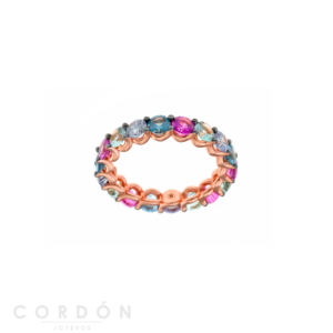 Sortija Plata Chapado Rosa Circonitas Multicolor Salvatore 136S0338