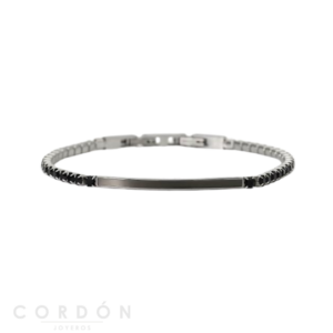 Pulsera Acero Con Circonitas Negras Two Jewels