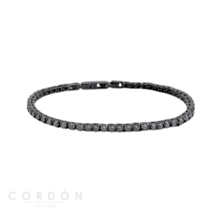 Pulsera Acero Riviere Con Circonitas Negras Two Jewels