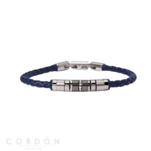 Pulsera Acero y Cuero Trenzado Azul Two Jewels