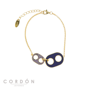 pulsera-plata-chapado-dorado-eslabones-calabrote-esmaltado-azul-salvatore