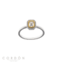 Anillo Salvatore Plata 136S0429 Astral de plata rodiada rectangular con circonitas blancas y línea dorada vista completa