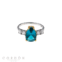 Anillo Salvatore Plata 136S0438 Vibrant de plata rodiada con pera color Paraiba y circonitas blancas vista completa