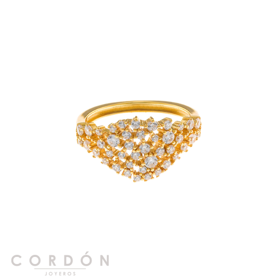 Anillo Salvatore Plata 195S0079 Astral de plata chapada en oro con óvalo de circonitas en micropavé vista completa