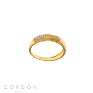 Anillo Salvatore Plata 268S0030 Astral de plata chapada en oro con banda cuajada de circonitas vista completa