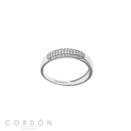 Anillo Salvatore Plata 268S0031 Wedding de plata rodiada con banda cuajada de circonitas vista completa