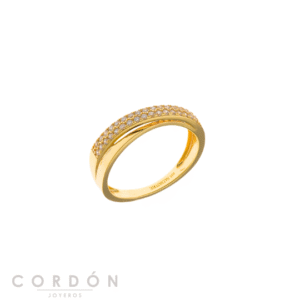 Anillo Salvatore Plata 268S0032 Astral de plata chapada en oro con línea de circonitas vista completa