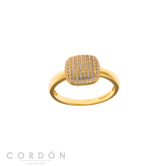 Anillo Salvatore Plata 268S0034 Astral de plata chapada en oro con frente cuadrado cuajado de circonitas vista completa