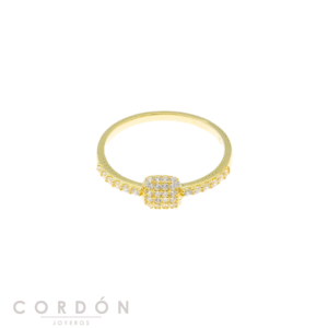 Anillo Salvatore Plata 272S0031 Heritière de plata chapada en oro con frente cuadrado de circonitas vista completa