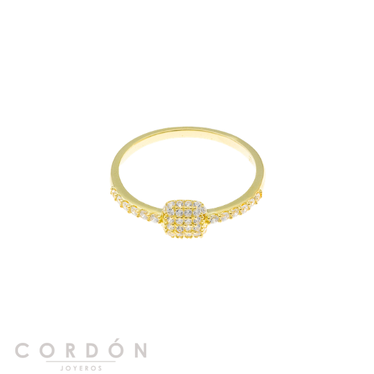 Anillo Salvatore Plata 272S0031 Heritière de plata chapada en oro con frente cuadrado de circonitas vista completa
