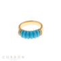 Anillo Salvatore Plata 277SM003 Petra tipo caña de latón dorado con resina turquesa y circonitas vista completa
