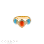 Anillo Salvatore Plata 277SM006 Petra maxi joya de latón dorado con resina naranja, turquesa y circonitas vista completa