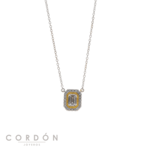Collar Salvatore Plata 136C0416 Astral con colgante rectangular de circonitas vista completa