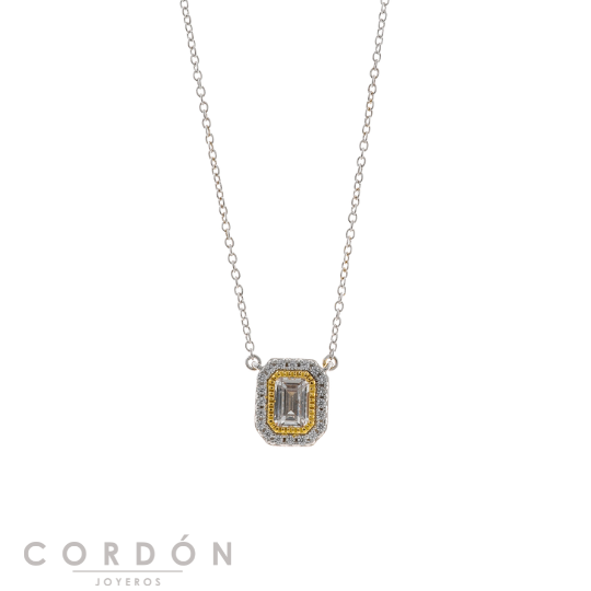 Collar Salvatore Plata 136C0416 Astral con colgante rectangular de circonitas vista completa