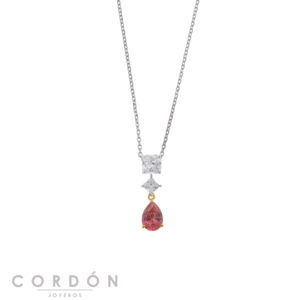 Collar Salvatore Plata 136C0435 Vibrant con pera de circonita naranja vista completa