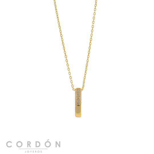 Collar Salvatore Plata 268C0007 Astral con colgante barra de circonitas vista completa