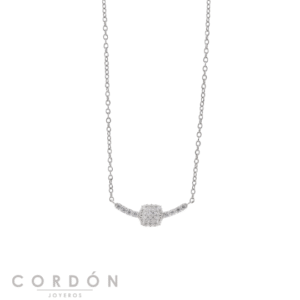 Collar Salvatore Plata 272C0052 Heritiere plateado con barras y cuadrado de circonitas vista completa