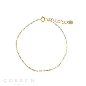Pulsera Plata Chapado Dorado Bolitas Esmaltadas Blanco Salvatore