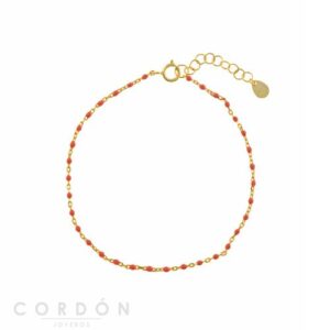 Pulsera Plata Chapado Dorado Bolitas Esmaltadas Coral Salvatore