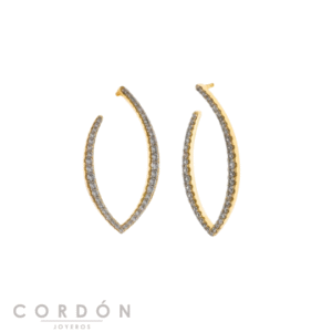 Pendientes Salvatore Plata 136A0797 Astral de plata 925 con baño de oro y circonitas blancas en forma de óvalo vista completa