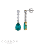 Pendientes Salvatore Plata 136A0807 Vibrant de plata rodiada con pera color Paraiba y circonitas blancas vista completa