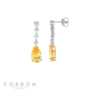 Pendientes Salvatore Plata 136A0808 Vibrant de plata rodiada con circonita amarilla y circonitas blancas vista completa
