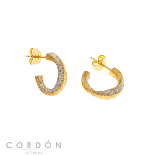 Pendientes Salvatore Plata 163AM007 Organic mini aro de latón dorado con acabado perla chura vista completa