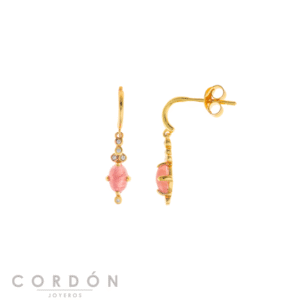 Pendientes Salvatore Plata 190A0026 Mystic de plata chapada en oro con rodocrosita rosa y circonitas blancas vista completa