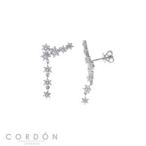 Pendientes Salvatore Plata 195A0142 Wedding trepador de plata rodiada con copos de nieve y circonitas vista completa