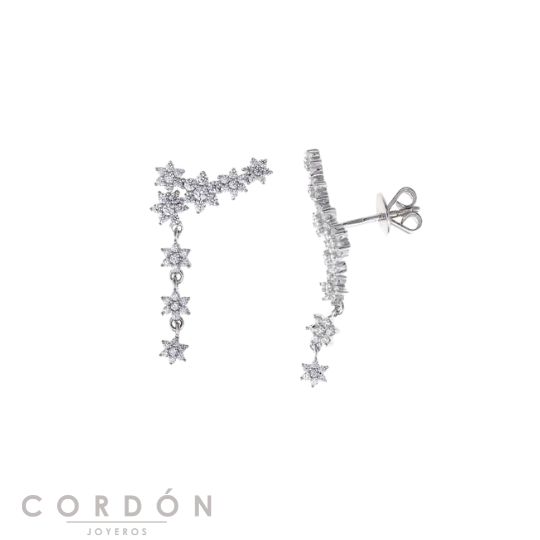 Pendientes Salvatore Plata 195A0142 Wedding trepador de plata rodiada con copos de nieve y circonitas vista completa