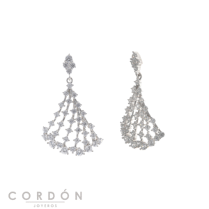 Pendientes Salvatore Plata 195A0188 Wedding de plata rodiada en cascada asimétrica con circonitas blancas vista completa