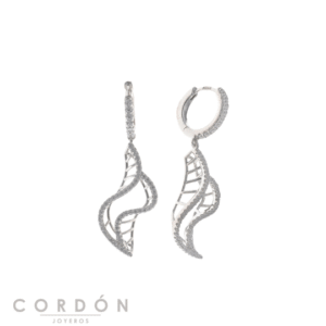 Pendientes Salvatore Plata 195A0189 Wedding aro de plata rodiada con onda calada y circonitas blancas vista completa