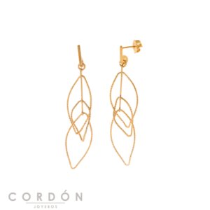 Pendientes Salvatore Plata 203A0386 Bamboo de plata chapada en oro con peras entrelazadas diamantadas vista completa