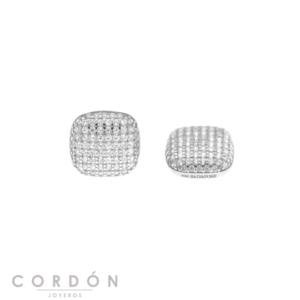 Pendientes Salvatore Plata 268A0147 Wedding botón cuadrado de plata rodiada cuajado de circonitas vista completa