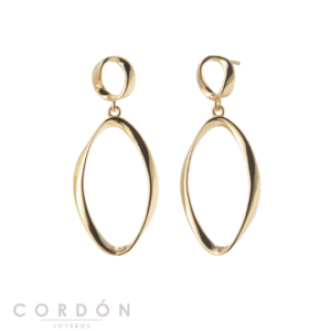 Pendientes Vidal Vidal G3779 Alexa chapados en oro 18 kt largos con doble aro torsionado vista completa