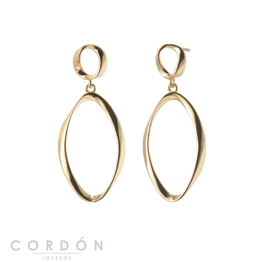 Pendientes Vidal Vidal G3779 Alexa chapados en oro 18 kt largos con doble aro torsionado vista completa