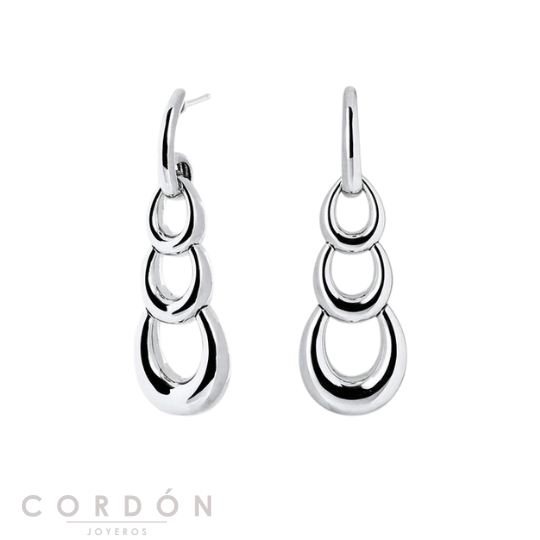 Pendientes Vidal Vidal X27979 Suave chapados en plata de ley 925 largos con eslabones entrelazados vista completa