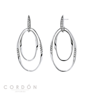 Pendientes Vidal Vidal X28280 Flow chapados en plata de ley 925 con doble óvalo y circonitas vista completa