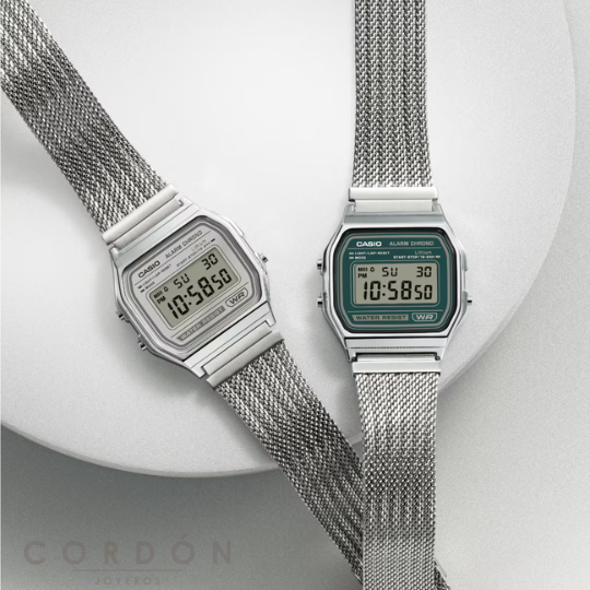 Perfil y correa de malla de acero del reloj Casio Vintage A158