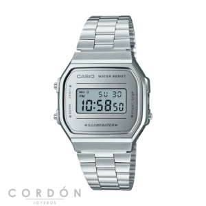 Reloj Casio Vintage A168WEM-7EF unisex de acero con esfera plateada metálica