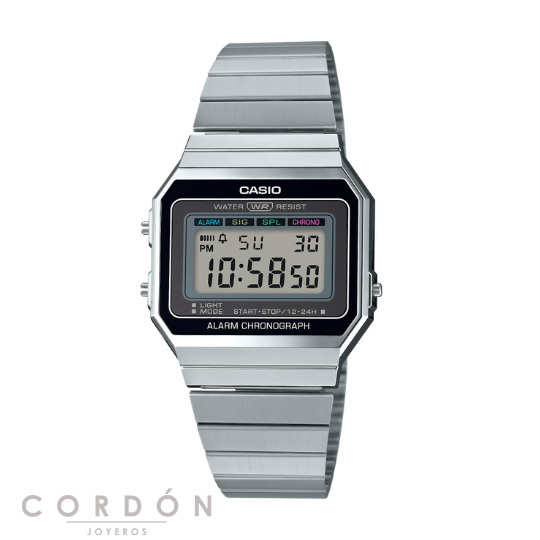 Reloj Casio Vintage A700WE-1AEF unisex de acero con esfera plateada