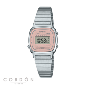 Reloj Casio Vintage LA670WEA-4A2EF mujer plateado mini con esfera rosa