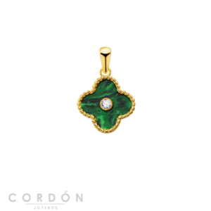 colgante-trebol-malaquita-oro-amarillo-18k-12.5mm