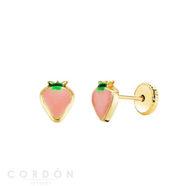 pendientes-bebe-oro-18k-fresas-esmalte-6x5mm