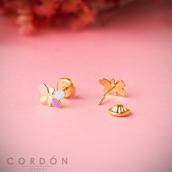 pendientes-bebe-oro-18k-libelula-esmalte-7x5mm