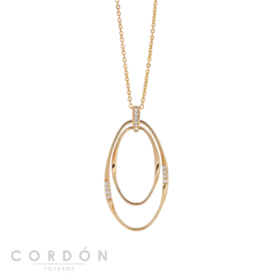 Colgante Vidal Vidal X4828960 Flow chapado en oro 18 kt con óvalos entrelazados y circonitas blancas vista completa
