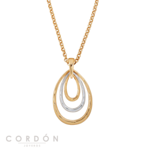 Colgante Vidal Vidal X4829460 Diora chapado en oro 18 kt con triple óvalo bicolor en forma de gota vista completa