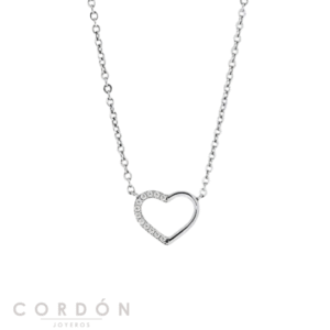 Collar Vidal Vidal X1826038 Esencia de plata de primera ley con corazón calado y circonitas blancas vista completa