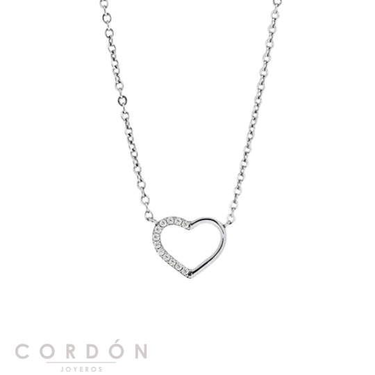 Collar Vidal Vidal X1826038 Esencia de plata de primera ley con corazón calado y circonitas blancas vista completa